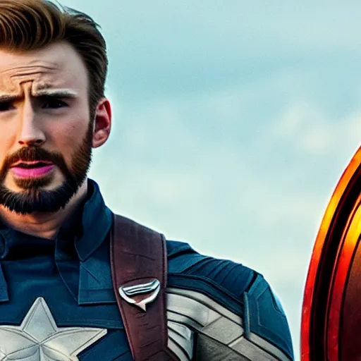 Prompt: a photo of chris evans as infinity war captain america in real life