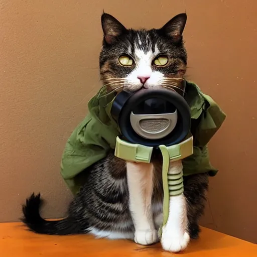 Image similar to cat wearing gasmask