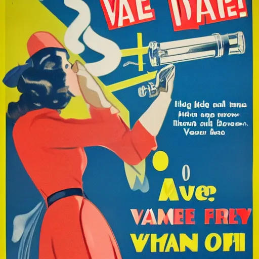 Image similar to 1940s poster advertising vape devices