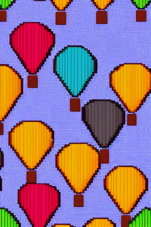 Prompt: repeating seamless retro pixel pattern of hot air balloons in beautiful sky, colourful, symmetrical, repeating 35mm photography, ultra fine detail, 4k high definition, bold