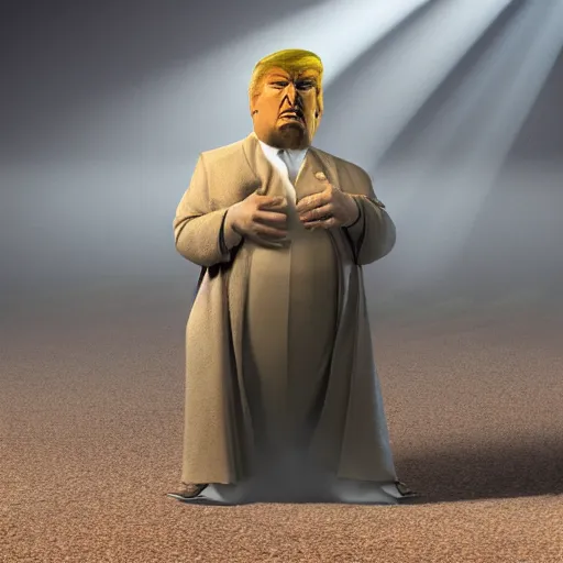 Prompt: a full body still jabba the trump from star wars, cinematic, 4 k, god rays through fog.
