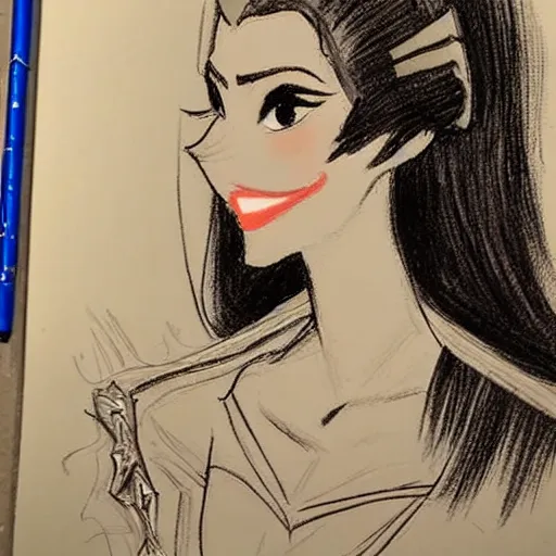 Image similar to milt kahl sketch of victoria justice as princess padme from star wars episode 3