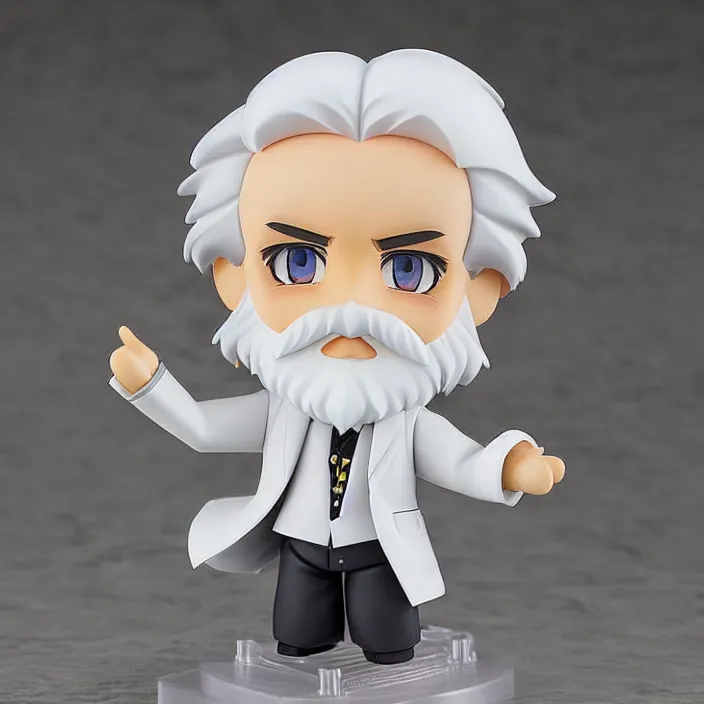 Image similar to karl marx white hair, an anime nendoroid of karl marx, figurine, detailed product photo