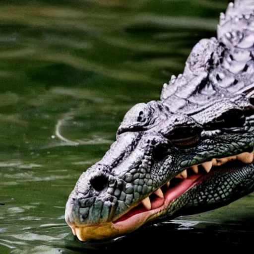 Prompt: an alligator with elon musk's head, high res photograph,