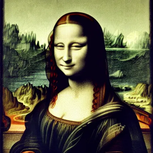 Image similar to mona lisa smoking a cigarette, cubism