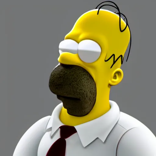 Image similar to a 3d model of what homer simpson would look like as a real person, 4k, high detail, high-resolution photograph, professional photography, ultra-detail
