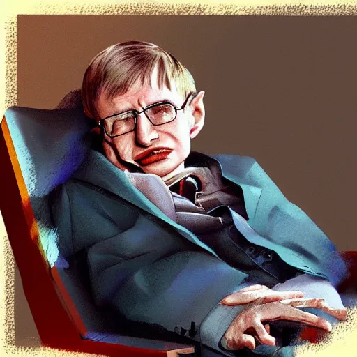 Image similar to stephen hawking in the style of craig mullins