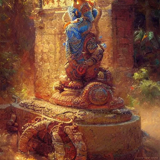 Image similar to artstation, intricate details, hyper details, by gaston bussiere, ganesha,