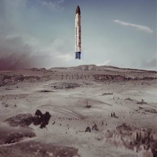 Prompt: abandoned rocket matte painting