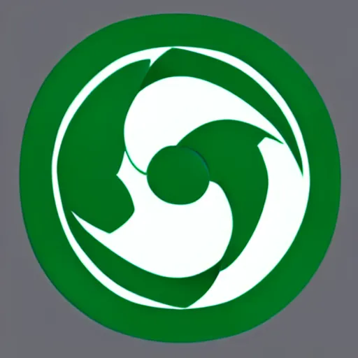 Image similar to A green and blue yin-yang logo with the word Yin-Yang written around it