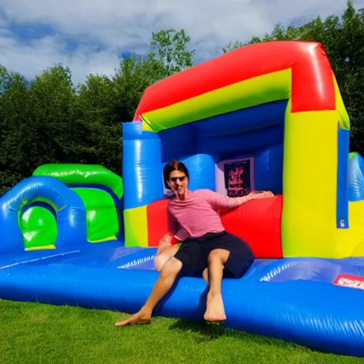 Prompt: bouncy castle made out of tom cruise