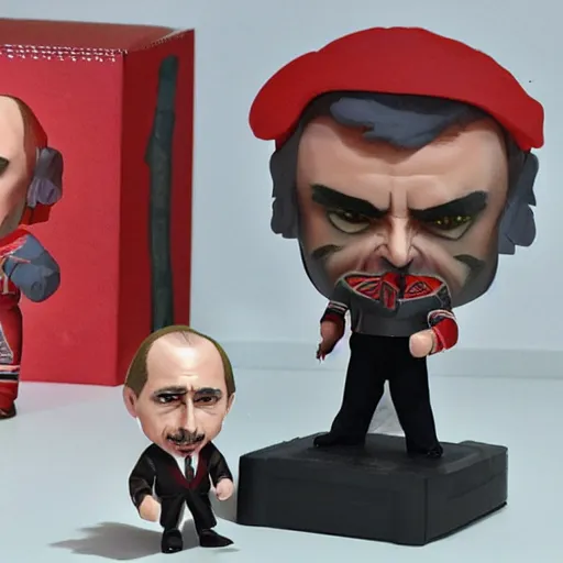 Image similar to vladimir putin cosplay alexander lukashenko, stop motion vinyl action figure, plastic, toy, butcher billy style