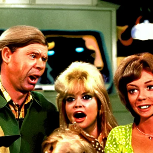 Image similar to screenshot of the crying family with the mallard in Al's diner from 70s comedy TV show unhappy days