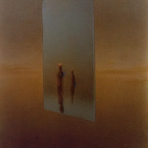 Image similar to An otherworldly mirror by beksinski