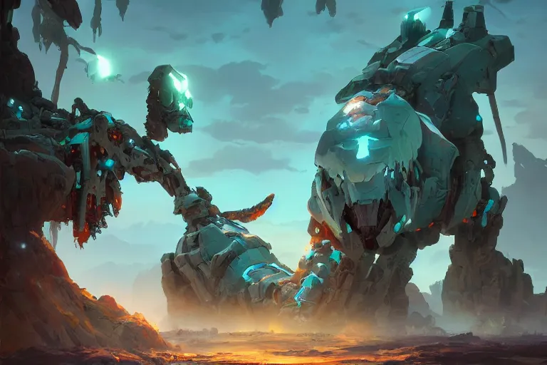 Image similar to tremortusk machine mecha animal beast robot of horizon forbidden west horizon zero dawn bioluminiscence, behance hd by jesper ejsing, by rhads, makoto shinkai and lois van baarle, ilya kuvshinov, rossdraws global illumination