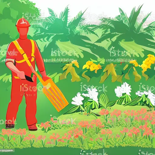 Image similar to vector art that indicates that garden work is happening in the zone