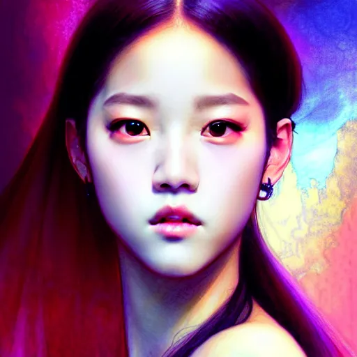 Image similar to jisoo of blackpink, hyperrealistic portrait, bladerunner street, art by artgerm and greg rutkowski and fra angelico and alphons mucha, fantasy art, photo realistic, dynamic lighting, artstation, poster, volumetric lighting, very detailed face, intricate complexity, rule of thirds, 8 k, award winning, unreal engine