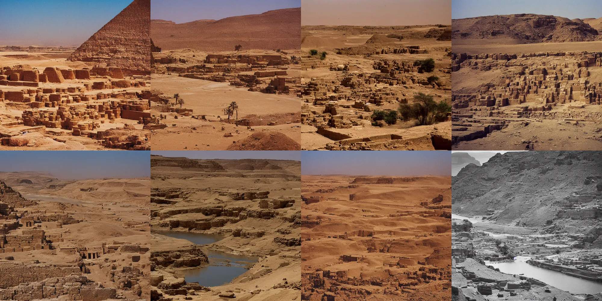 Prompt: a wide and ancient Egyptian valley along the nile river, 35mm photography