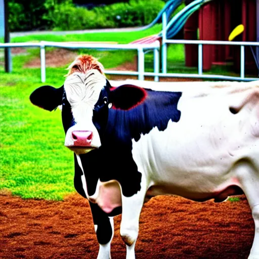 Image similar to cow on the playground, photo