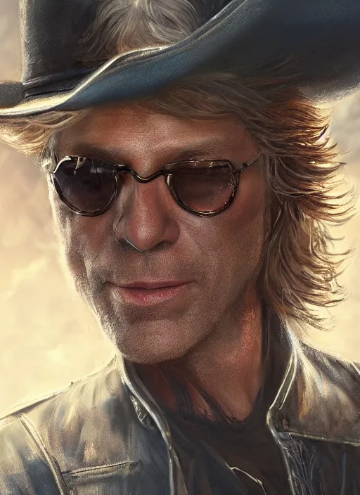 Image similar to bon jovi as a cowboy, concept art, ambient light, 4 k, intricate details, highly professionally detailed, cgsociety, highly detailed -