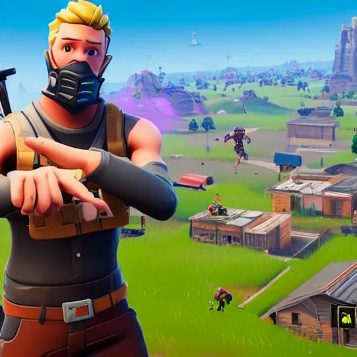 Image similar to fortnite jonesy destroying the twin towers