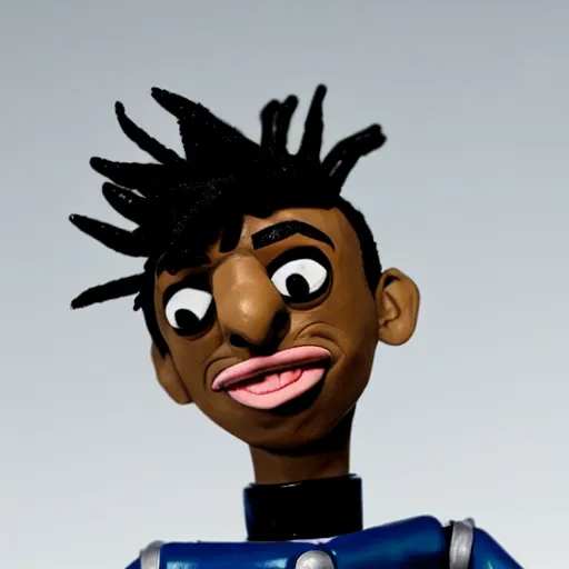 Prompt: a cartoon claymation medium close up sculpture of Playboi Carti, in the style of Robot Chicken