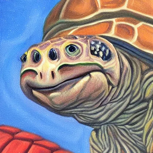 Image similar to oil canvas portrait of mitch mcconnell as a turtle, painted by martha greta kempton