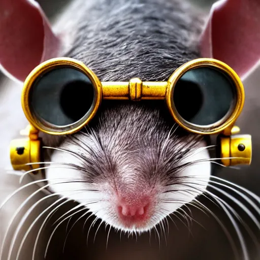 Image similar to a rat with steampunk googles, by 500px