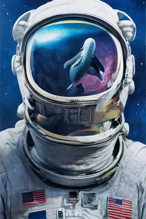 Image similar to whale shaped astronaut suit, oil on canvas, intricate, portrait, 8 k highly professionally detailed, hdr, cgsociety