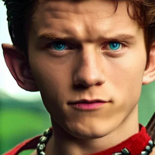 Prompt: Tom Holland as Link from The Legend of Zelda live-action movie