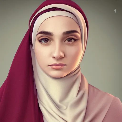 Prompt: A young beautiful lady wearing hijab, photorealist, 4k, DSLR photograph