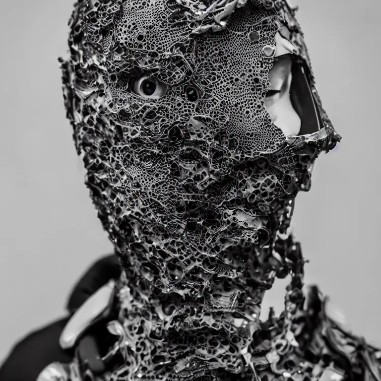 Image similar to face portrait avantgarde fashion spinal exoskeleton armor people from future tokyo fashion photography, artistic photography, beautiful hypebeast 8K intricate detailed fashion promo