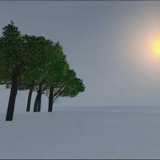 Image similar to a beautiful landscape, raytraced