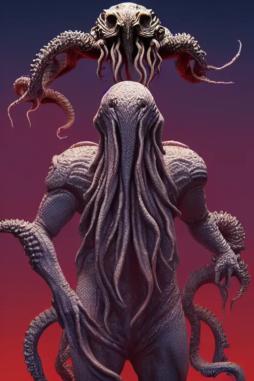 Image similar to digital masterpiece illustration concept art of porcelain statue of cthulhu as elon musk!!!!, extremely detailed and intricate complexity, epic composition, magical atmosphere, cinematic lighting, wide long shot, trending on artstation, 8 k