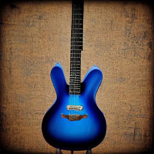 Prompt: a blue magic guitar