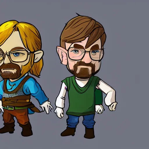 Prompt: walter white and jesse pinkman in zelda breath of the wild art style