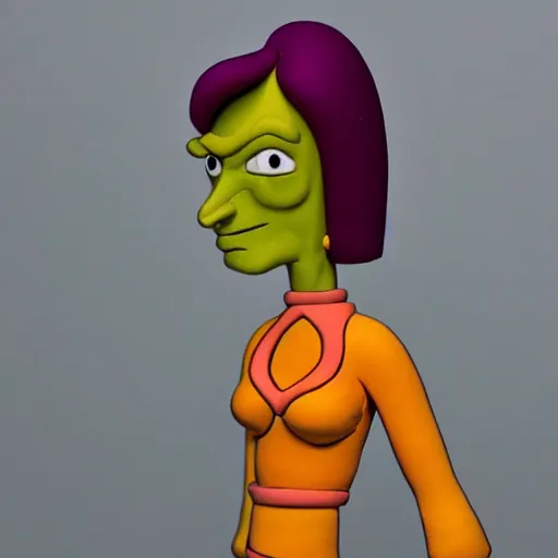 Image similar to portrait of leela from futurama, in the style of a clay model.