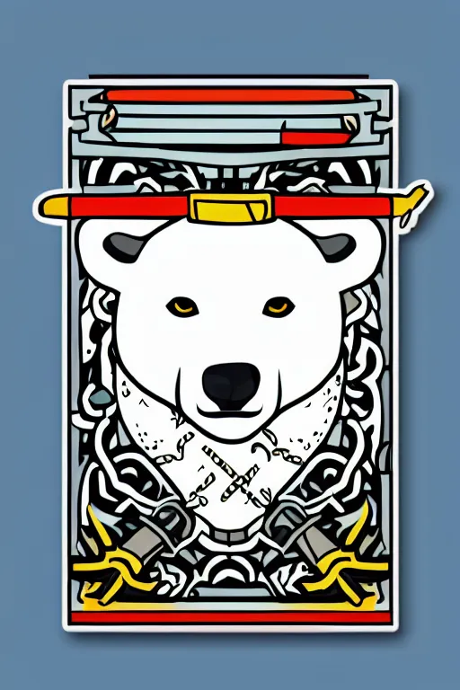 Image similar to Portrait of a polar bear as a samurai, knight, medieval, sticker, colorful, illustration, highly detailed, simple, smooth and clean vector curves, no jagged lines, vector art, smooth