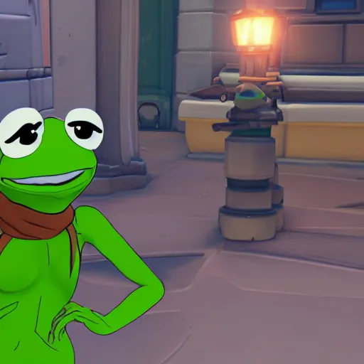 Prompt: overwatch character kermit the frog