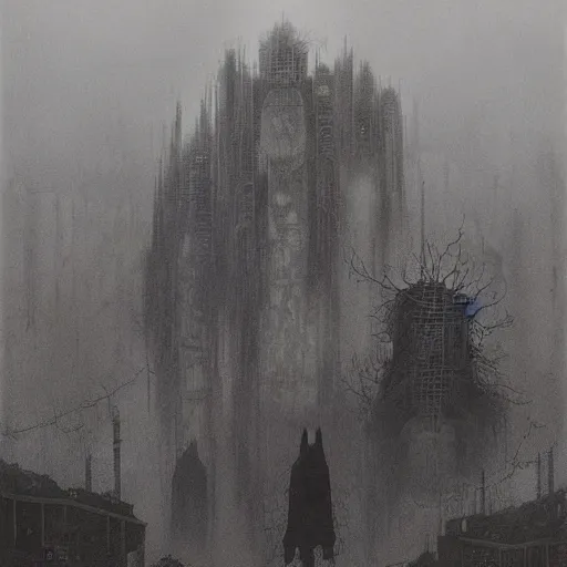 Prompt: cyberpunk, distopia, distopia megaliths, journey across the urban district | neverland and the gateway between dreams by beksinski, ultra hd rendered