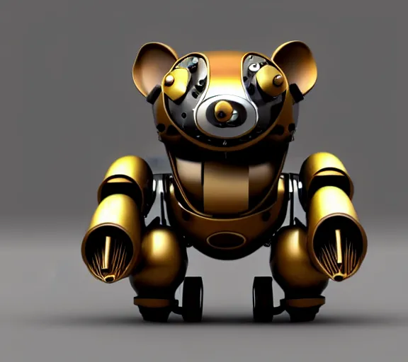 Prompt: futuristic steampunk ferret - shaped robot, steam - powered 3 d render ferret - shaped mechanical robot