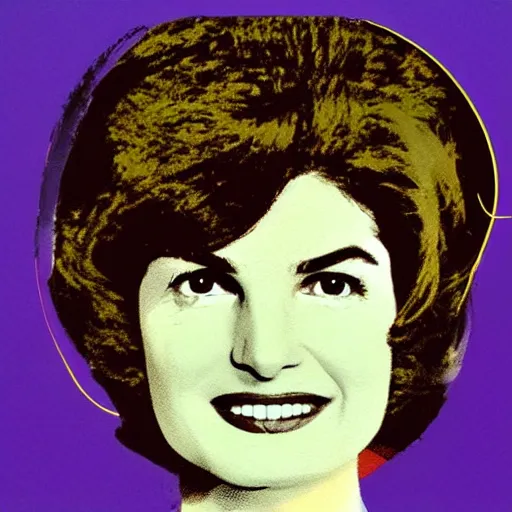 Image similar to painting of jacqueline kennedy. art by andy warhol during golden hour. extremely detailed. beautiful. 4 k. award - winning.