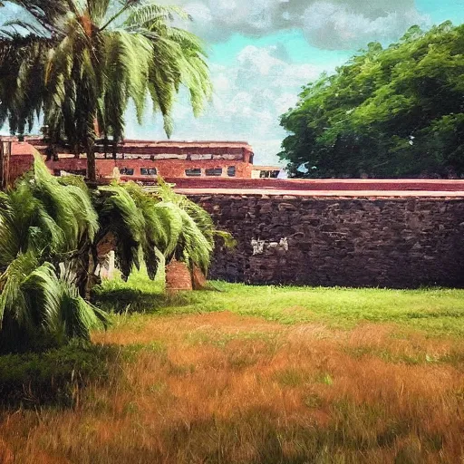 Image similar to “a realistic panting of a old fort”