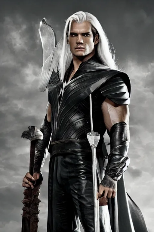 Prompt: Henry Cavill as Sephiroth, studio shot, hd