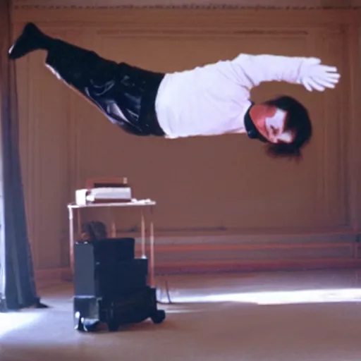 Prompt: mark e smith in a maid uniform doing a backflip, highly detailed, 4 k