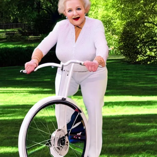 Prompt: betty white riding a unicycle