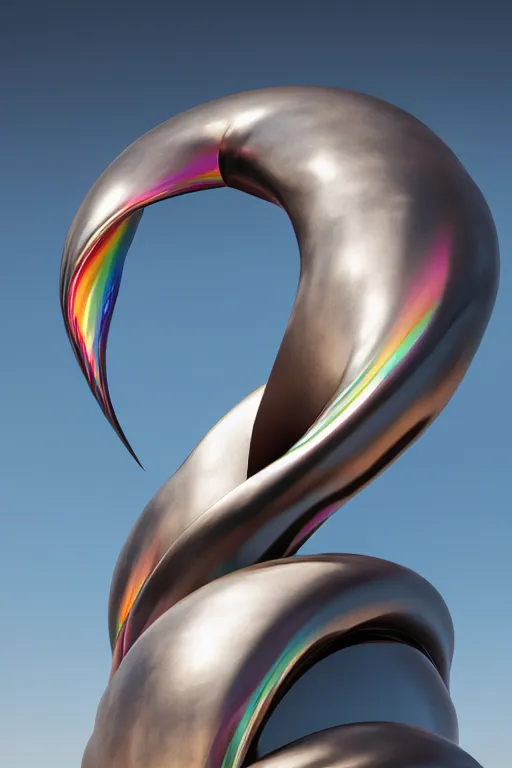 Image similar to metal curved circular sculpture with gestural forms and human parts mixed together into a monumental artwork, lifting up towards heaven, rainbow crystal reflections, style of jack storms, anthony howe, octane render, 4 k