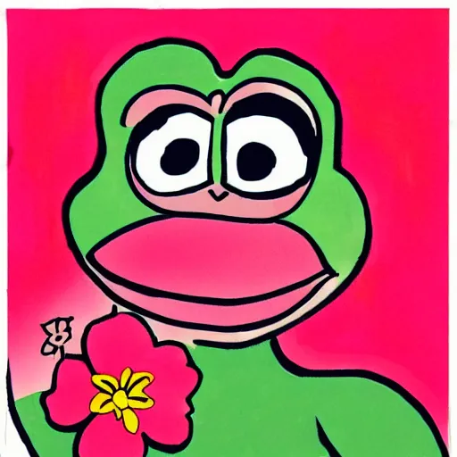 Image similar to pepe the frog as a flower