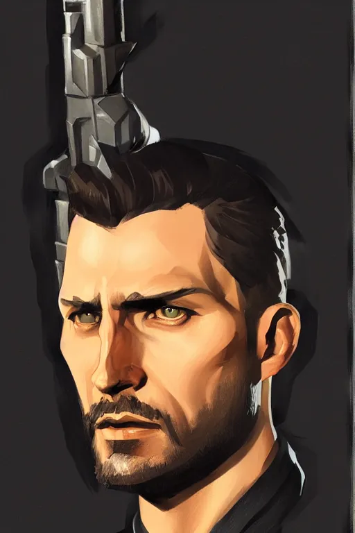 Image similar to a study of Adam Jensen, gouache painting by J. C. Leyendecker