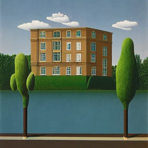 Image similar to synchronicity architecture illustration detailed surrealism rene magritte